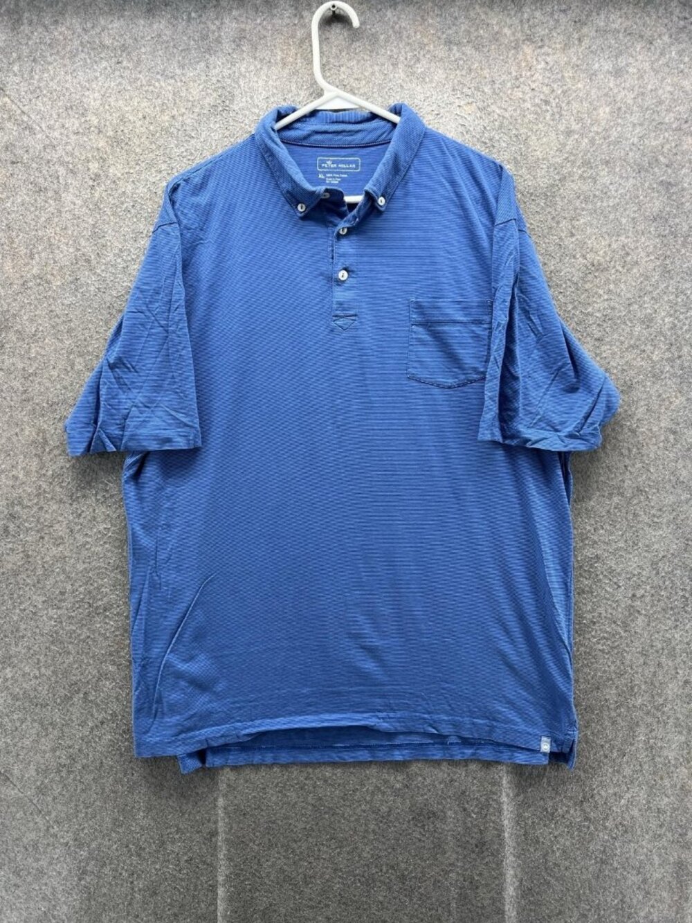 Peter Millar Polo Shirt Men XL Blue Striped Pima Cotton Jersey Knit Logo Casual